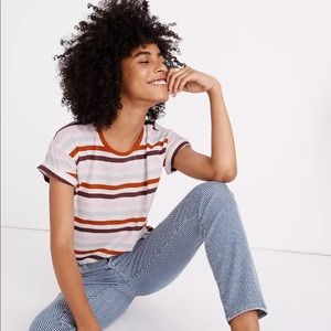 Madewell Colorful Striped Cotton Short Sleeve Tee Size M